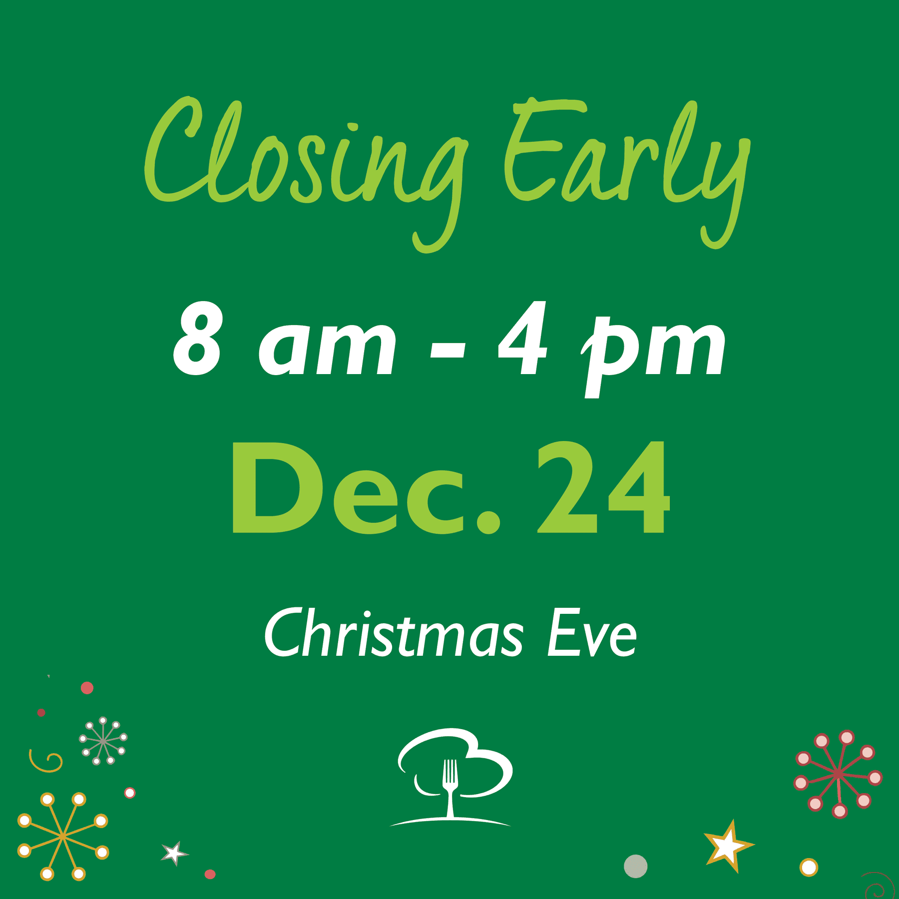 Closing Early Xmas Eve - Bluff Country Co-Op