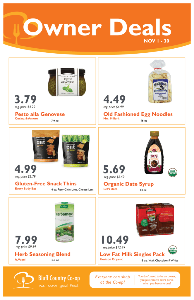 Owner Deals Nov - Bluff Country Co-Op