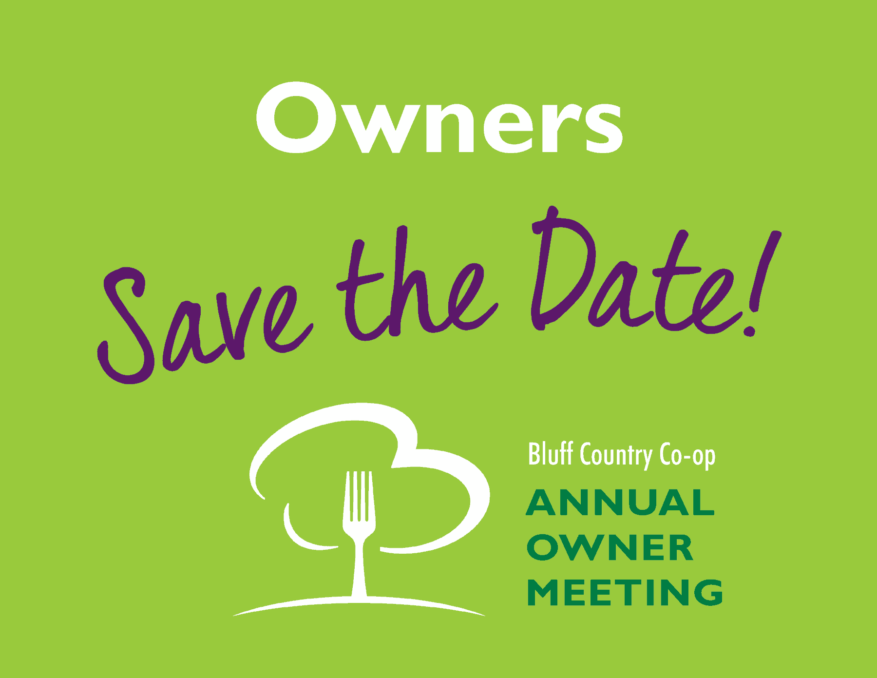 Owners Save Date Scaled - Bluff Country Co-Op