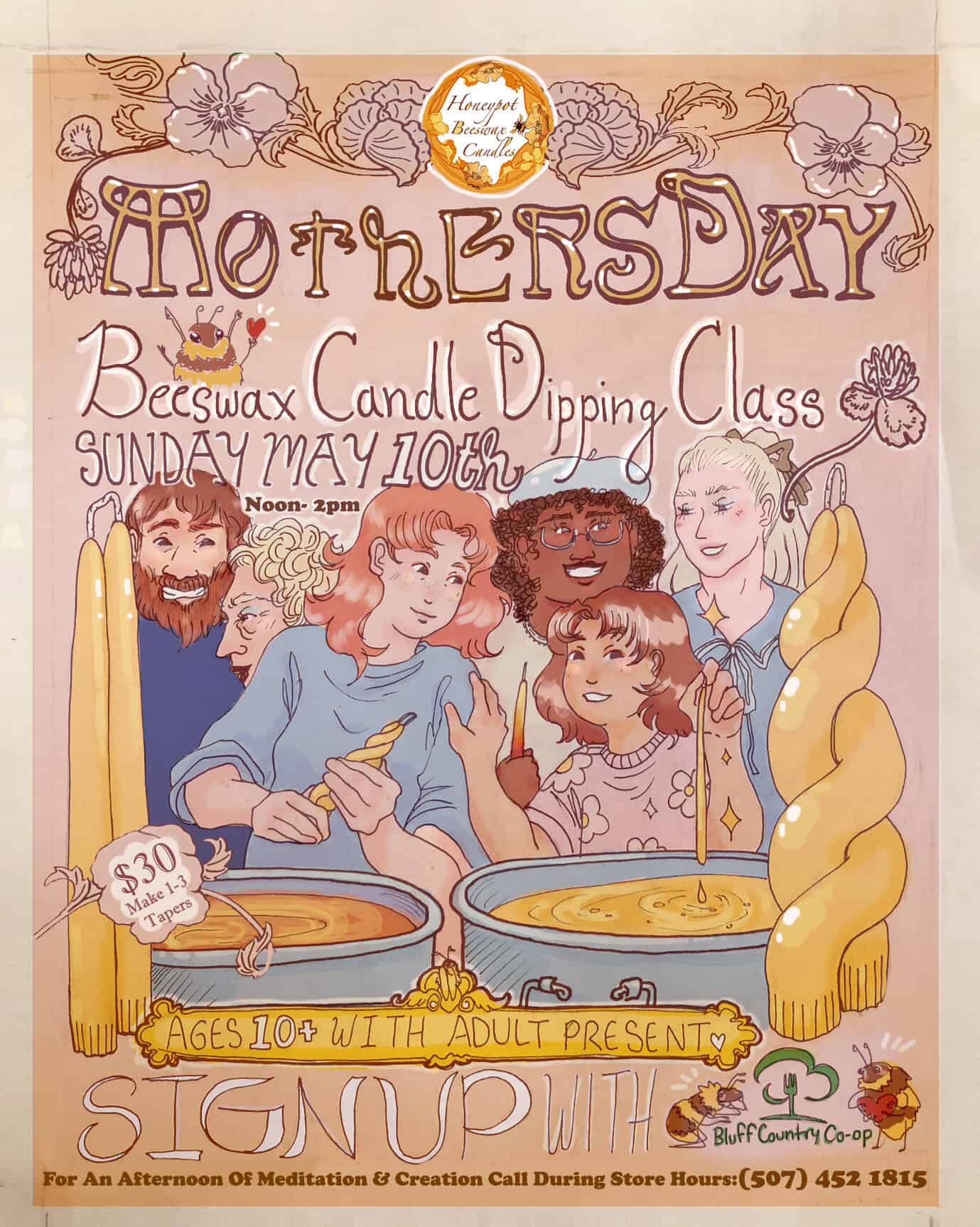 A diverse group of family and friends are having fun making candles and being together.